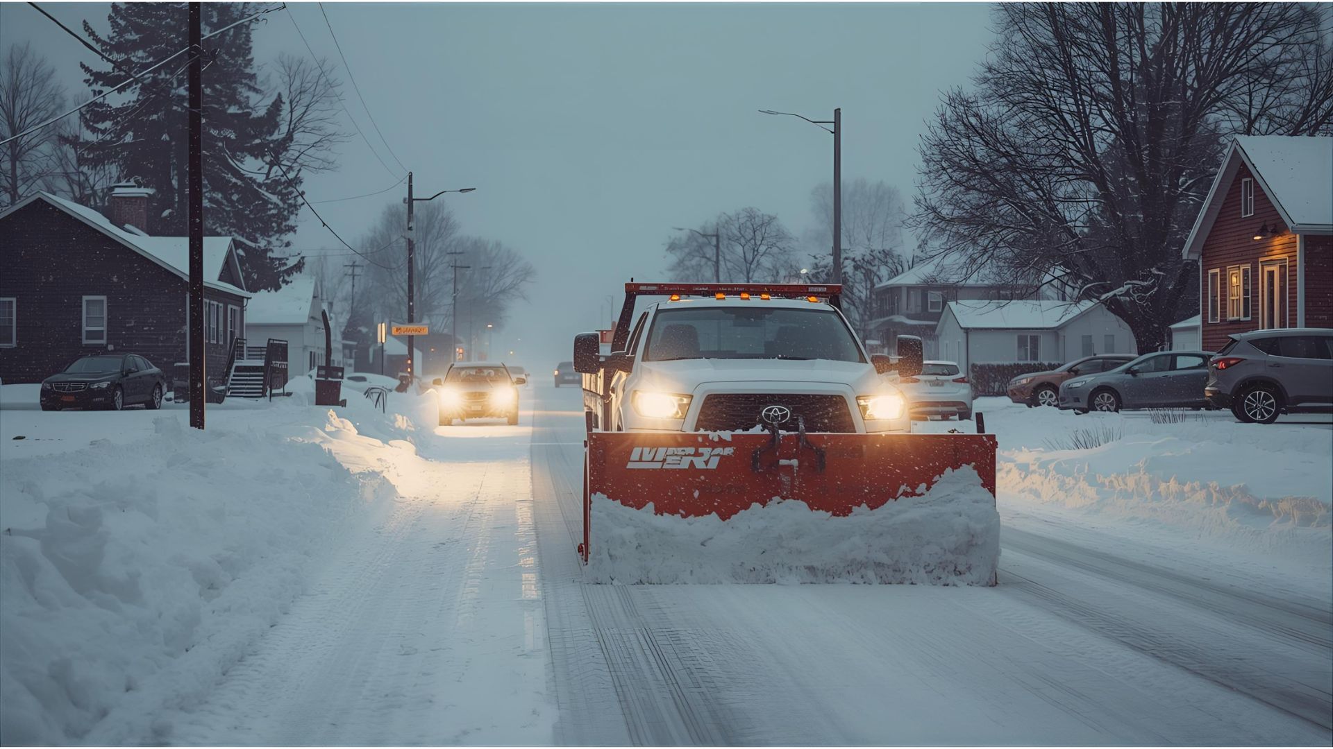 Professional snow removal services clearing driveway before the first snowfall