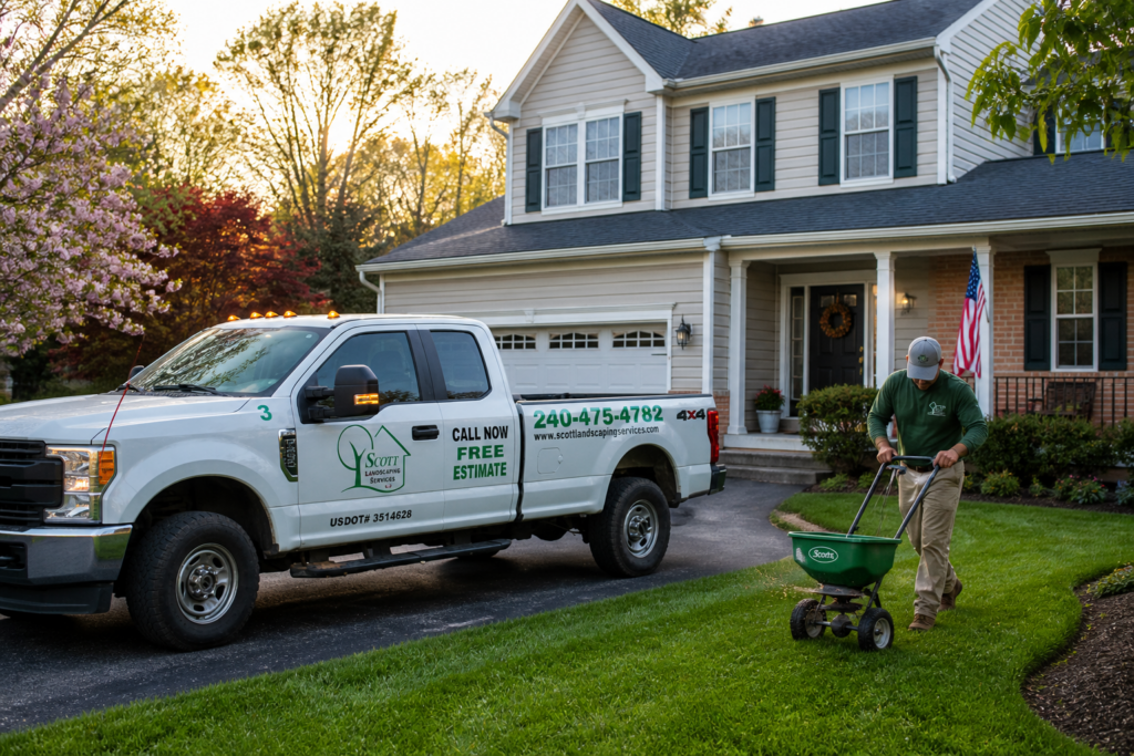 aeration and overseeding service in Maryland lawn