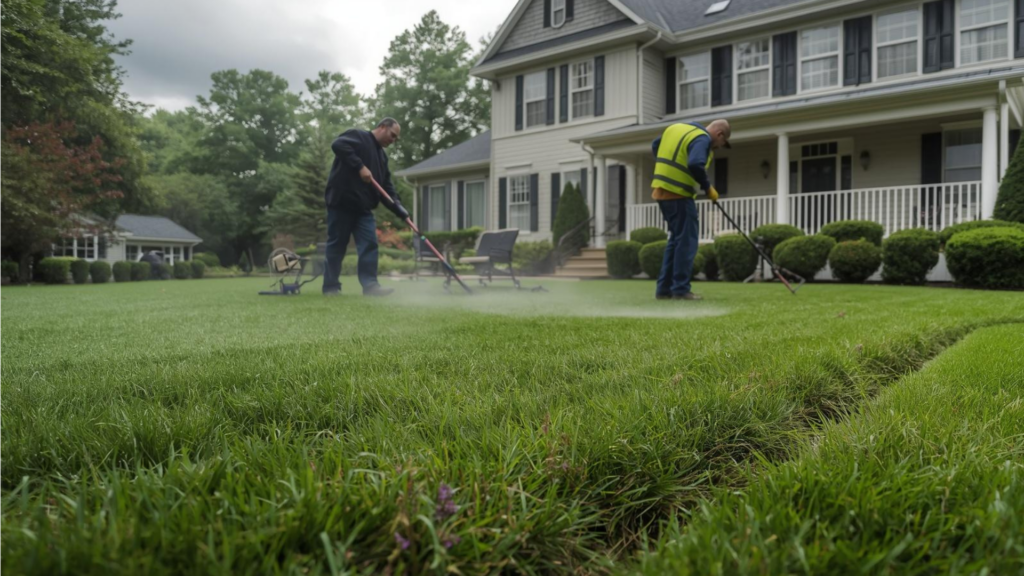 professional aeration and overseeding service for thicker grass